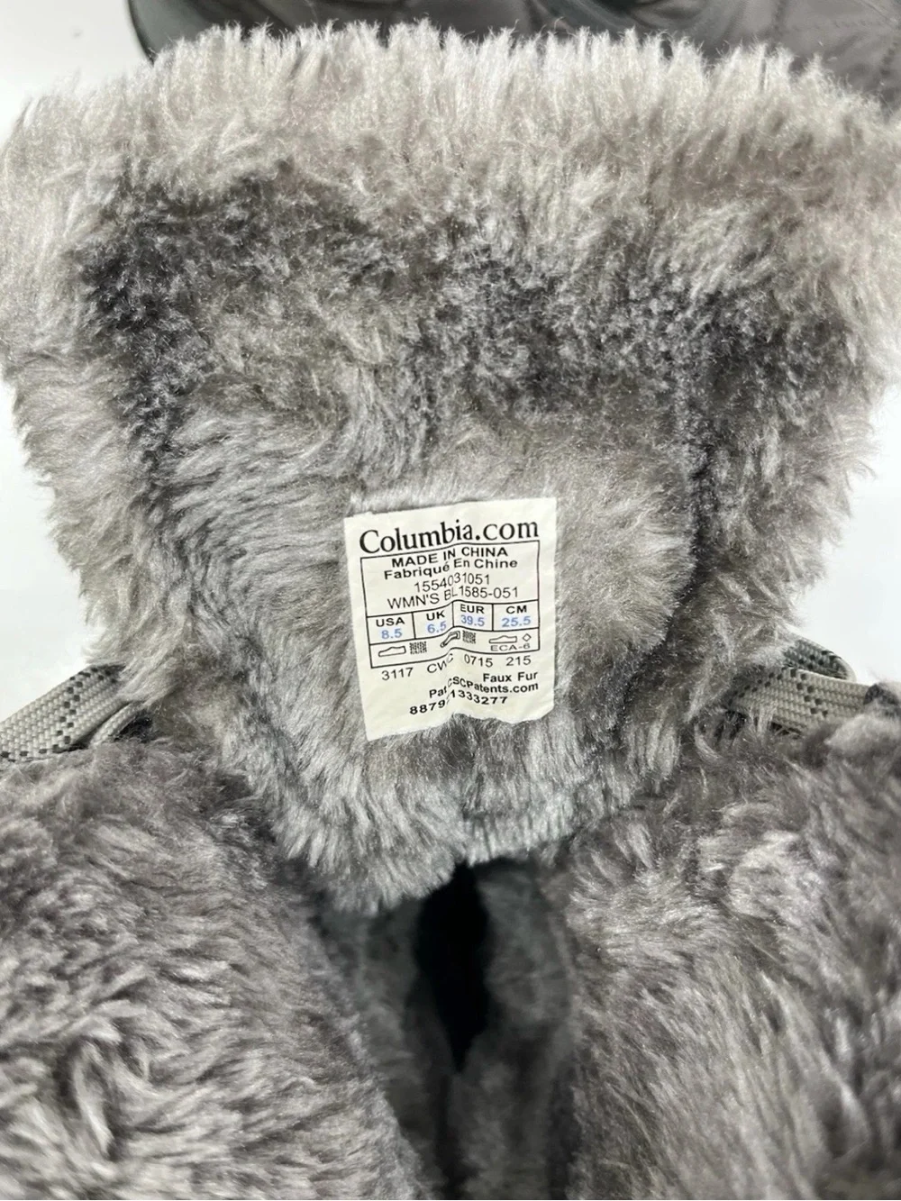 Columbia Women's Gray Quilted Lace-Up Winter Boots with Faux Fur Collar